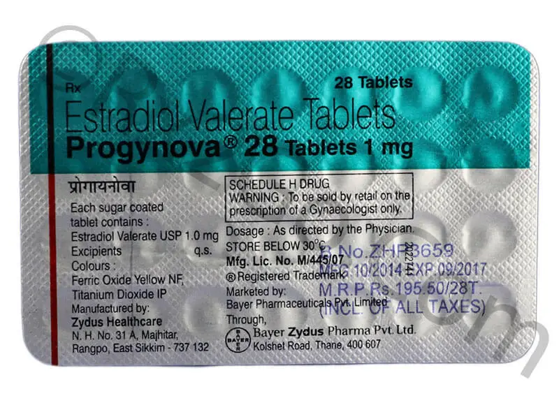 Progynova 1mg packaging indicating Zydus Healthcare Ltd. with address and mfg. date